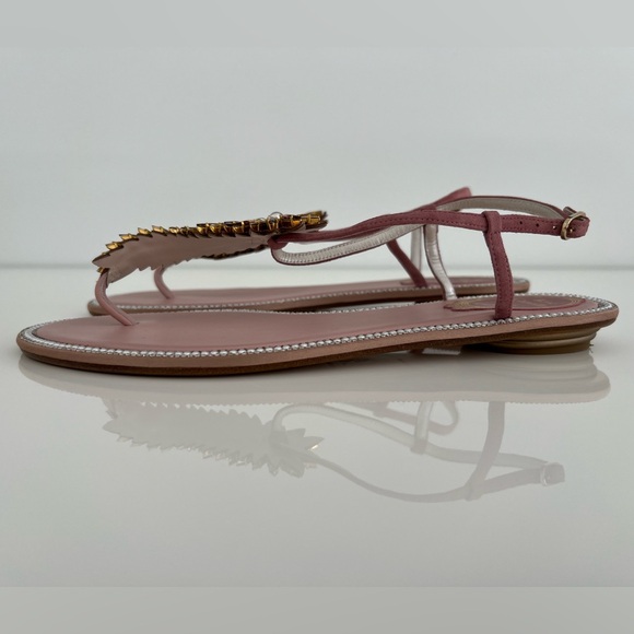 RENE CAOVILLA BLUSH CRYSTAL PEARL EMBELLISHED SANDALS SIZE IT 38.5 / US 8.5 NEW! - Picture 12 of 17